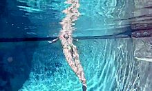 Mature wife shows off hairy pussy and heels while swimming in hawaii kai private pool