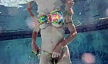 Mature wife shows off hairy pussy and heels while swimming in hawaii kai private pool