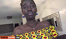 Whoa, check out this thick ebony bikini model with massive tits riding the casting agent hard for that job!