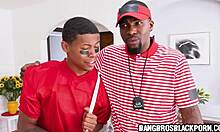 Black Teen Catches Stepmom Sucking Coach's Huge Cock Deep