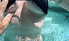 Mature wife shows off hairy pussy and heels while swimming in hawaii kai private pool