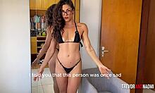 bikini tease leads to hardcore ebony fucking with pussy licking and doggystyle pounding in bedroom