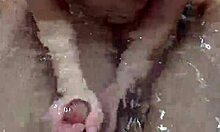 gf gives me the best bathroom handjob leading to underwater cum explosion