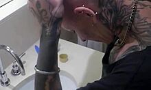 She grabs the razor, shaves her head smooth then spreads legs to make her puffy nipple pussy a perfect submissive hairless fucktoy