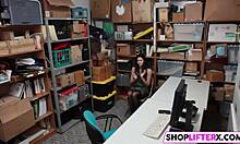sexy teen burglar eden swipes in shop and gets caught then punished hard in garage with monster cock blowjob and rough fucking