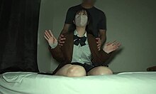 sexy curvy asian g cup schoolgirl in uniform takes huge creampie pregnancy load on bed