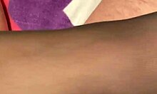 oh baby, feel my toes in black stockings stroking your cock to cumshot explosion