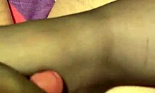 oh baby, feel my toes in black stockings stroking your cock to cumshot explosion