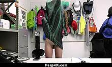 Caught stealing that huge dildo? Now ride the guard's cock cowgirl to stay free.