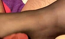 oh baby, feel my toes in black stockings stroking your cock to cumshot explosion