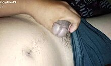 amateur homemade close-up hairy natural small cock handjob turns into hard fucking with monster big cock natural tits