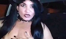 Halloween latina flashes clit on streets