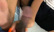 black babe strokes bbc neighbor's cock with feet