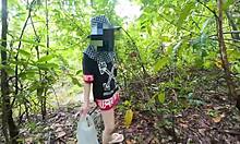 thai girl flashes pussy boldly on roadside path