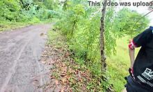 thai girl flashes pussy boldly on roadside path