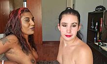 DESI SPITS ON TATTOOED BRUNETTE FACE IN BEDROOM FETISH