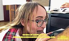 Geeky classmate pounds squirting huge ass Spanish schoolgirl to facial cumshot?