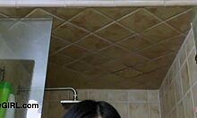 Petite Asian Brunette Mommy Takes Steamy Shower on Sofa