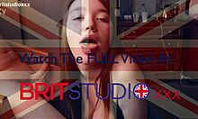 British 18yo teases and sucks fat stranger's cock till he cums down her young wet throat