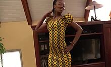 Tight ebony milf strips bikini in casting, begs for rough black cock deepthroat and facial cumshot