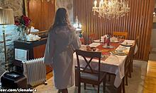 Whoa bro, we fucked hard before family dinner 😈 two fingers deep in my ass while pounding wet pussy!