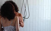 mommy milf rips clothes for steamy shower strap-on fuck with daughter-in-law