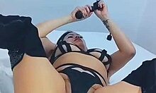 brunette housewife fucks dildo hard until squirting orgasms