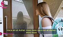 Father-In-Law Surprised by Teen with Creampie Tease in Spanish Subtitles