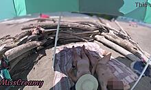 Exhibitionist wife milf handjobs huge cock on nude beach for public cumshot misscreamy