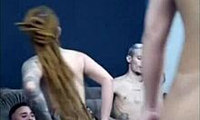 Redhead dreads rides my buddy while wife blows me