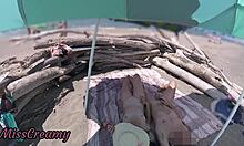 Exhibitionist wife milf handjobs huge cock on nude beach for public cumshot misscreamy