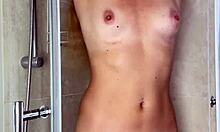 join hairy German MILF Amelie Lei masturbating in shower