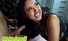 Millena Gomes' big ass pounded by three men doggystyle