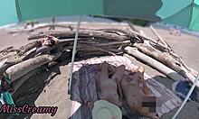 Exhibitionist wife milf handjobs huge cock on nude beach for public cumshot misscreamy