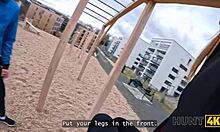 Athlete hottie backseat fucked while boyfriend watches helplessly