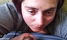 big tit bbw slut bends over for huge facial cumshot on her massive amateurs boobs