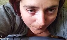 big tit bbw slut bends over for huge facial cumshot on her massive amateurs boobs