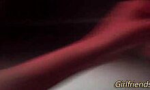 Busty teen babe fingers shaved pussy in hot pov closeup