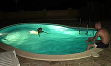 jane white pool dunk leads to squirting doggy pound