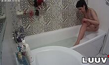 luuv elika shaves those smooth legs in bathroom voyeur reality show