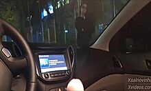 risky public street handjob for hot babe in car thrill