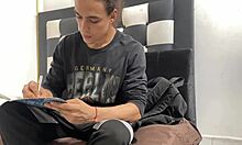 roommate catches me then takes submissive neighbor's pussy deep pounding