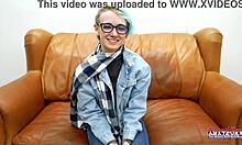 whoa blue haired petite raven fingered bent over then fucked to swallow cum 😍