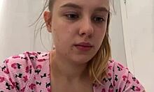 bbw teen bends over in locker room for extreme dildo ass and pussy masturbation