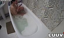 luuv elika shaves those smooth legs in bathroom voyeur reality show