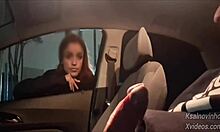 risky public street handjob for hot babe in car thrill