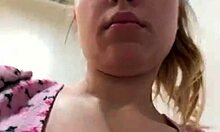 bbw teen bends over in locker room for extreme dildo ass and pussy masturbation