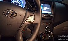 risky public street handjob for hot babe in car thrill