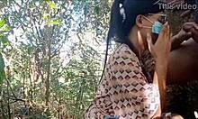 Forest blowjob delight from curvy girlfriend with tiny waist!