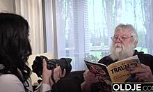 Grandpa's Old Cock Fills Young Tight Pussy as She Rides Hard